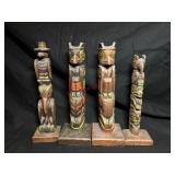 4 Carved Alaska Totem Poles       (Book SHelves)