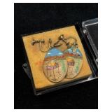 Vtg hand Painted Earrings, One needs reattached