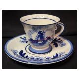 Hand Painted Delft Blue Tea Cup and Saucer