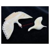 Two Carved Bird Pins See photos