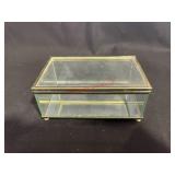 vintage brass and beveled glass jewelry trinket