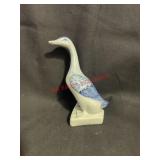 vintage blue and white porcelain duck figurine