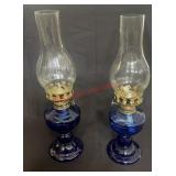 cobalt blue glass oil lamps(ROW A)