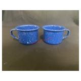 blue speckled enamelware mugs(ROW A)
