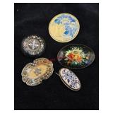 Hand Painted Vintage Brooch Lot