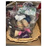 Woven Basket with Misc Sewing Items      (Row B