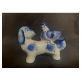 Gzhel porcelain 'Dog with a Bird (ROW A )