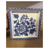 Vtg Porcelain Blue and White Ledged Plate