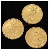 (3) 1/10th Ounce Lady Liberty Gold Coins