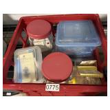 Red Crate of Sewing Accessories
