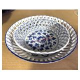 TWO Porcelain Latice Fruit Bowls      (ROW D Wall