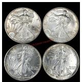 (FOUR)  American Silver Eagle bullion coins