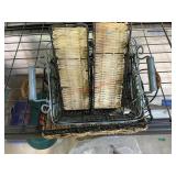 Metal and wicker storage basket with carrying