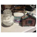 Wicker basket and Bathroom Items          (Garage