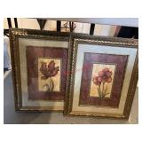 Two Framed Floral Prints           (Garage under