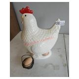 Ceramic chicken with basket and faux eggBox