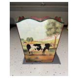 Painted Country Style Waste Basket