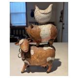 Stacked farm animal Decor Top Chicken is attached