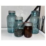 4 Vintage Canning Jars lot Multi Brands