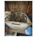 Wood Crate of Vtg Glass Bottles (Greenhouse?)