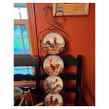 Rooster Plates in Wall Mount Holder (Dining Room)