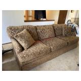 Damask Floral Pattern Upholstered Sofa