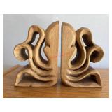 Carved Wood Octopus Book Ends          (Living