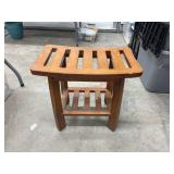 teak wood shower bench (Garage side room)