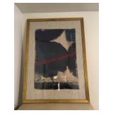 Large Framed Fabric Painted Art   (Master