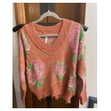 Anthropologie floral distressed knit sweater is a