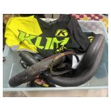Bin Lot of tubing and Riding Shirt SZ large