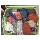 Box full of knitting material (garage side room)