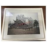 Horses grazing framed picture (garage side room)