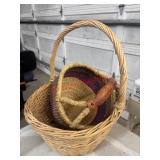 Lot of two Baskets. Woven and wicker