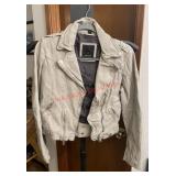 beige or grey Gipsy by Mauritius leather jacket.