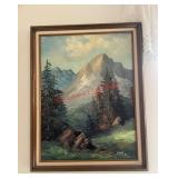 vintage oil painting on canvas depicts a serene