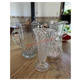 Crystal and Glass Pitchers and Vase lot
