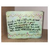 wooden plaque Bible verse (master closet)