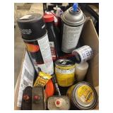 Box lot of Mostly Full Garage Chemicals