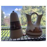 Two Pottery Decor  Bell and Vase