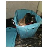 Tote with contents- under house