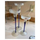 Three Twisted Glass Candle Holders