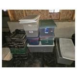 Totes, some with lids - under house