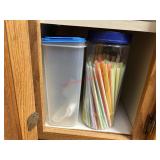 Tupperware and Straws Cupboard lot