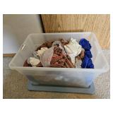 Used nylons in tote with lid- bedroom 2