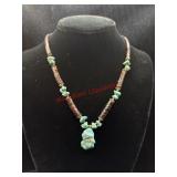 Turquoise and natural beaded necklace (jewelry)