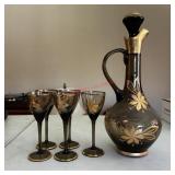 smoked glass decanter set (first living room)