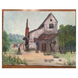 oil painting depicting a rustic scene of a tall