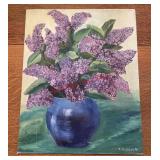 Still life with purple flowers painting (dinning