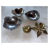 unique Metal bowls with brass bell and candle